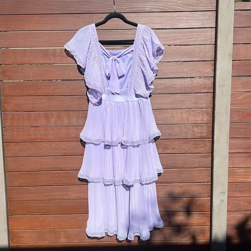Elegant Lavender Ruffle Dress - Picture 3 of 5